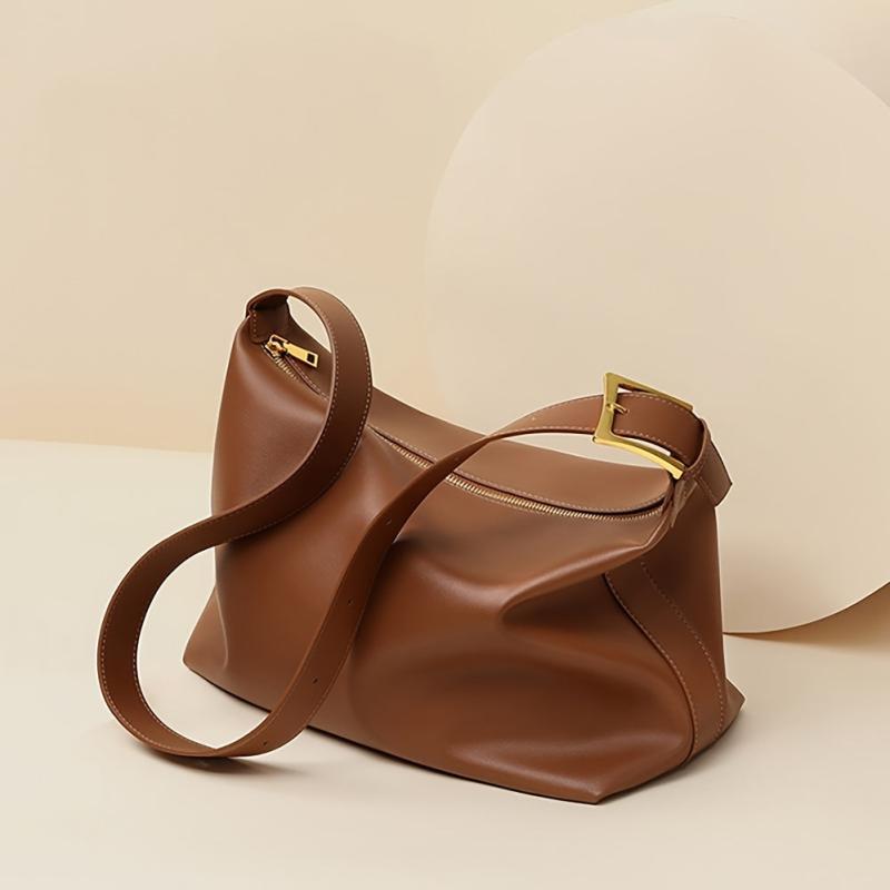 Minimalist Zipper Hobo Bag Vintage Solid Shoulder Bag Large Capacity