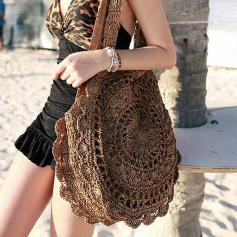 Straw Woven Beach Bag Large Capacity Boho Style Tote Bag for Women