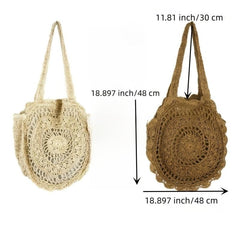 Straw Woven Beach Bag Large Capacity Boho Style Tote Bag for Women