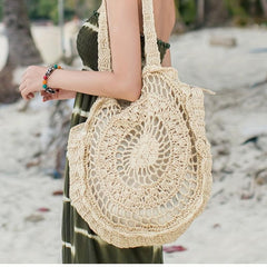 Straw Woven Beach Bag Large Capacity Boho Style Tote Bag for Women