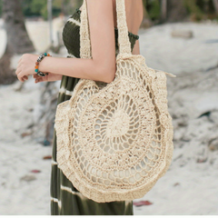 Straw Woven Beach Bag Large Capacity Boho Style Tote Bag for Women
