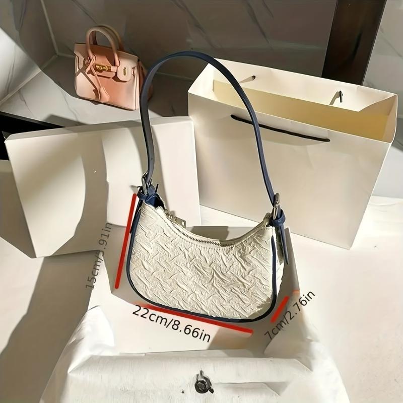 Ruched Hobo Bag Bubble Crescent Shoulder Bag