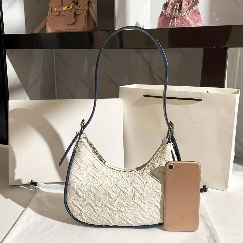 Ruched Hobo Bag Bubble Crescent Shoulder Bag