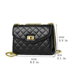 Women's Argyle Quilted Shoulder Bag Buckle Decor Satchel Bag