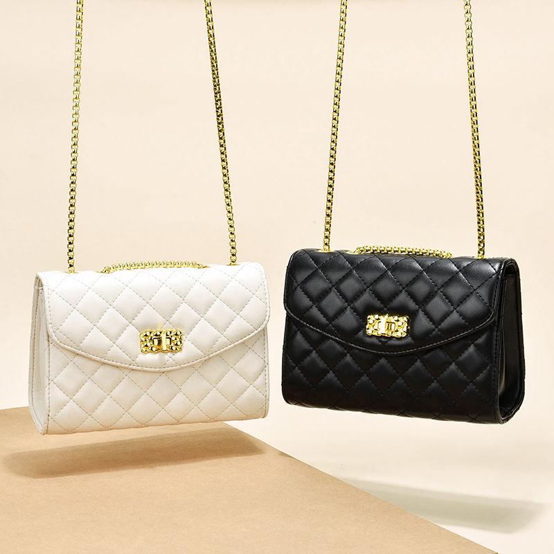Women's Argyle Quilted Shoulder Bag Buckle Decor Satchel Bag