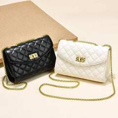Women's Argyle Quilted Shoulder Bag Buckle Decor Satchel Bag