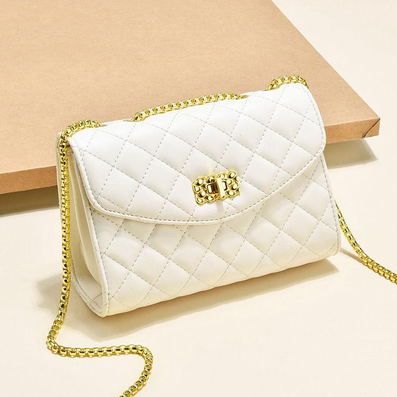 Women's Argyle Quilted Shoulder Bag Buckle Decor Satchel Bag
