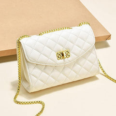 Women's Argyle Quilted Shoulder Bag Buckle Decor Satchel Bag