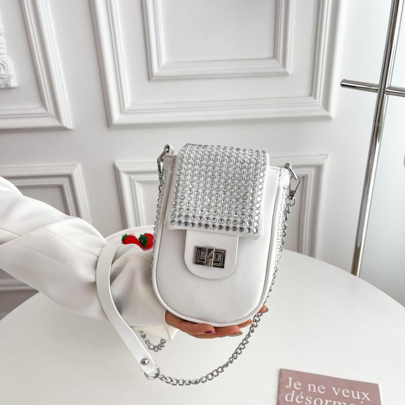 Mini Rhinestone Crossbody Bag Glitter Phone Purse Chain Strap