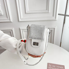 Mini Rhinestone Crossbody Bag Glitter Phone Purse Chain Strap