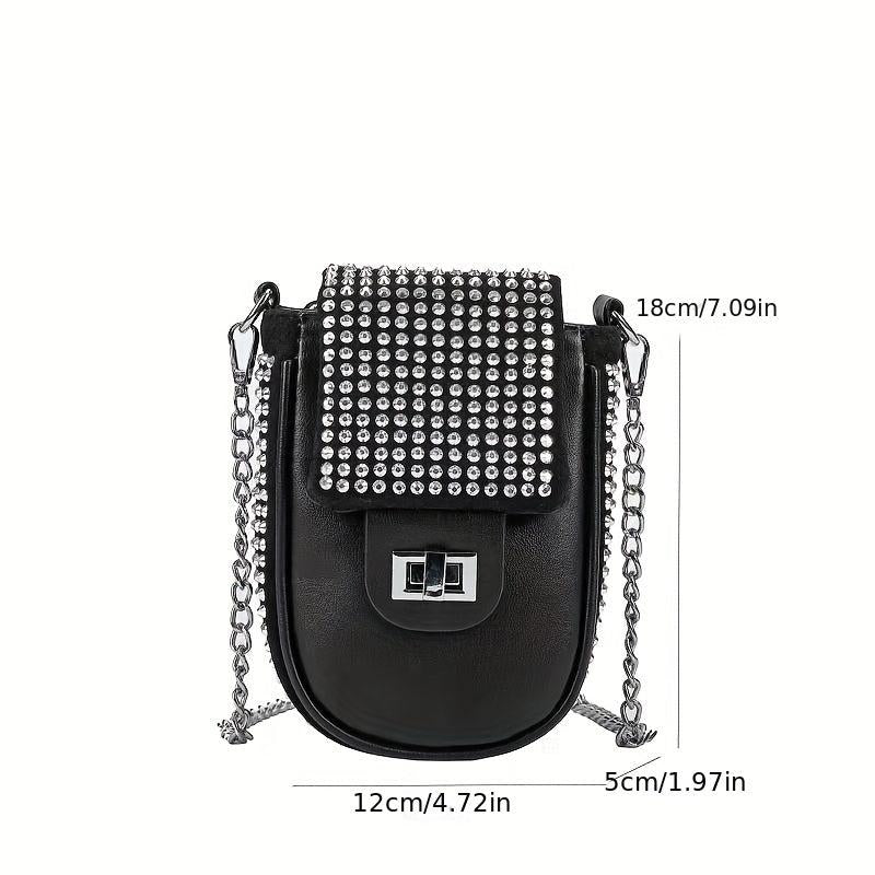 Mini Rhinestone Crossbody Bag Glitter Phone Purse Chain Strap