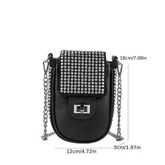 Mini Rhinestone Crossbody Bag Glitter Phone Purse Chain Strap