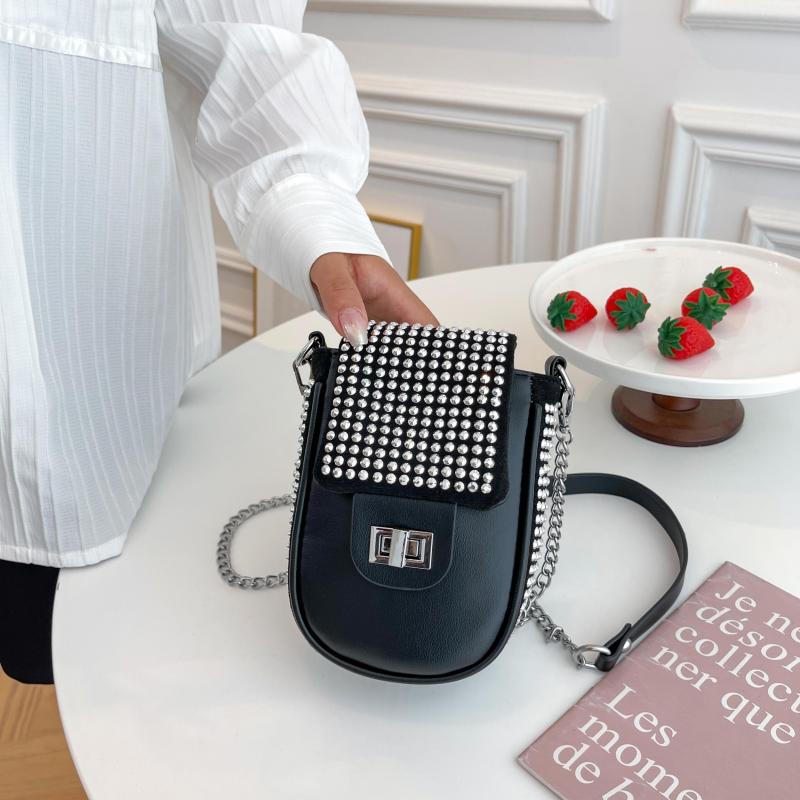 Mini Rhinestone Crossbody Bag Glitter Phone Purse Chain Strap