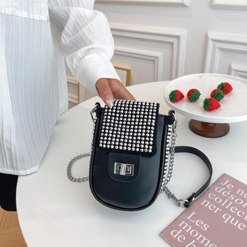 Mini Rhinestone Crossbody Bag Glitter Phone Purse Chain Strap