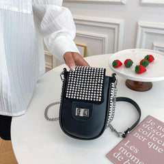 Mini Rhinestone Crossbody Bag Glitter Phone Purse Chain Strap
