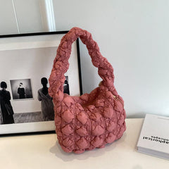 Cloud Bubble Ruched Shoulder Bag Puffer Quilted Handbag Underarm Purse