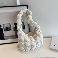 Cloud Bubble Ruched Shoulder Bag Puffer Quilted Handbag Underarm Purse
