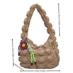 Cloud Bubble Ruched Shoulder Bag Puffer Quilted Handbag Underarm Purse