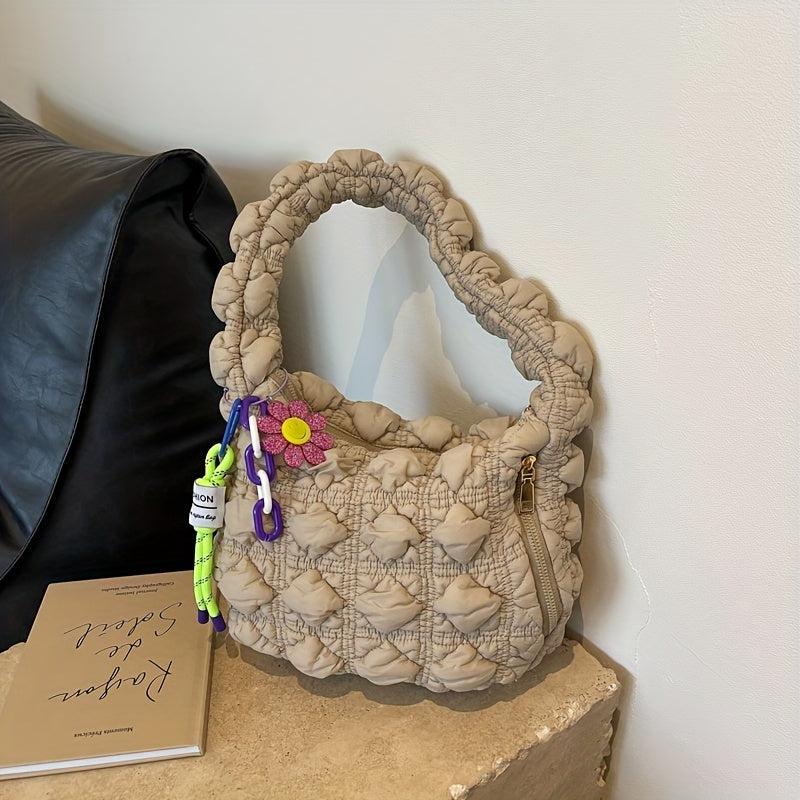 Cloud Bubble Ruched Shoulder Bag Puffer Quilted Handbag Underarm Purse