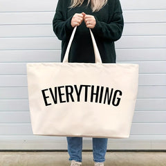 Letter Pattern Canvas Tote Bag Oversized Reusable Shopping Bag