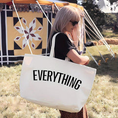 Letter Pattern Canvas Tote Bag Oversized Reusable Shopping Bag
