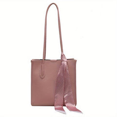 Minimalist Stylish Shoulder Bag with Fixed Strap Scarf Decor