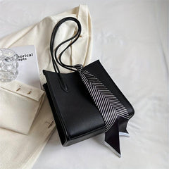 Minimalist Stylish Shoulder Bag with Fixed Strap Scarf Decor