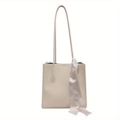 Minimalist Stylish Shoulder Bag with Fixed Strap Scarf Decor