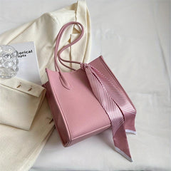 Minimalist Stylish Shoulder Bag with Fixed Strap Scarf Decor