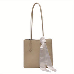 Minimalist Stylish Shoulder Bag with Fixed Strap Scarf Decor