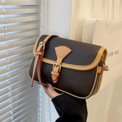 Vintage Crossbody Saddle Bag Retro PU Shoulder Bag Women's Casual Handbag