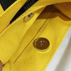 Canvas Handbag with Letter Patch Decor for Work & Picnic