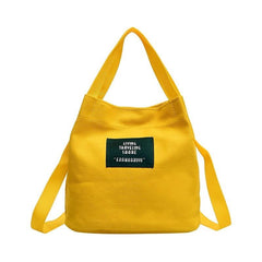 Canvas Handbag with Letter Patch Decor for Work & Picnic