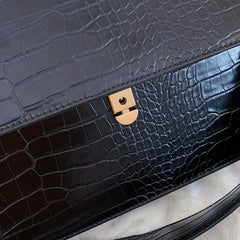 Crocodile Print Flap Shoulder Bag PU Leather Handbag with Detachable Strap