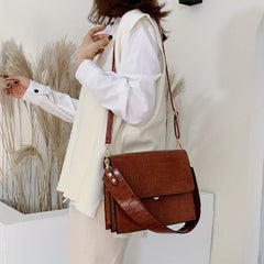 Crocodile Print Flap Shoulder Bag PU Leather Handbag with Detachable Strap