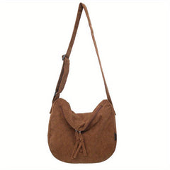 Large Capacity Corduroy Crossbody Bag for School Shopping Travel