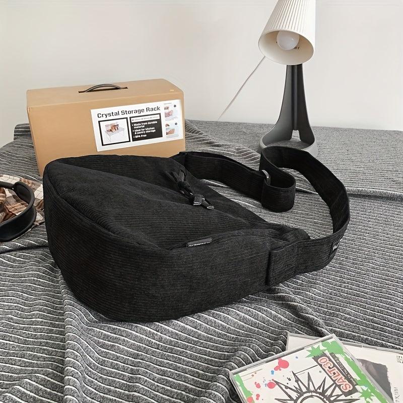 Large Capacity Corduroy Crossbody Bag for School Shopping Travel