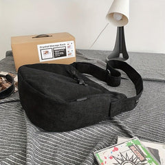 Large Capacity Corduroy Crossbody Bag for School Shopping Travel