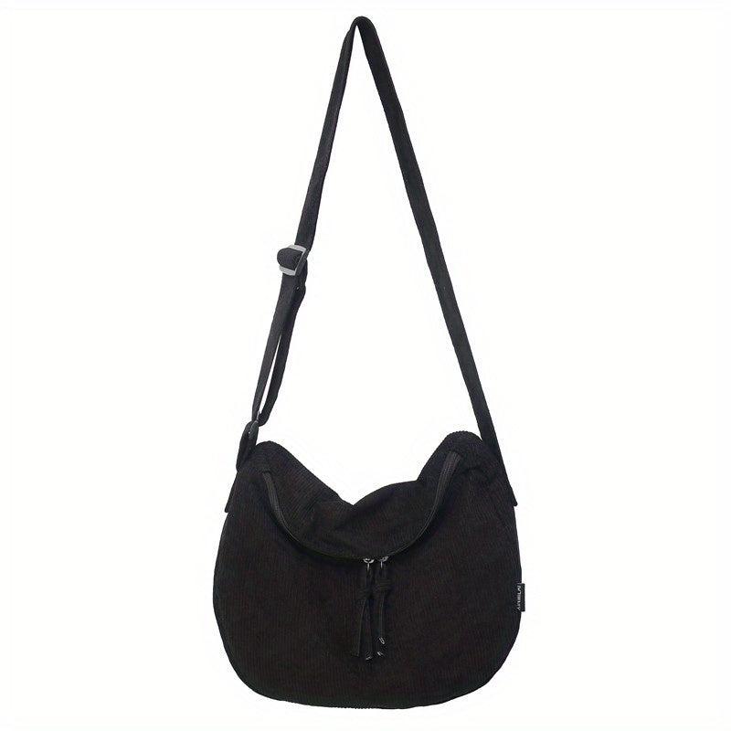 Large Capacity Corduroy Crossbody Bag for School Shopping Travel