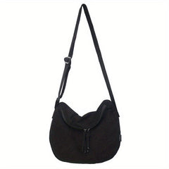 Large Capacity Corduroy Crossbody Bag for School Shopping Travel