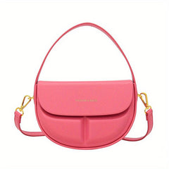 Stylish Niche Saddle Satchel Bag Solid Handbag Minimalist Shoulder Bag