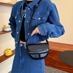 Stylish Niche Saddle Satchel Bag Solid Handbag Minimalist Shoulder Bag