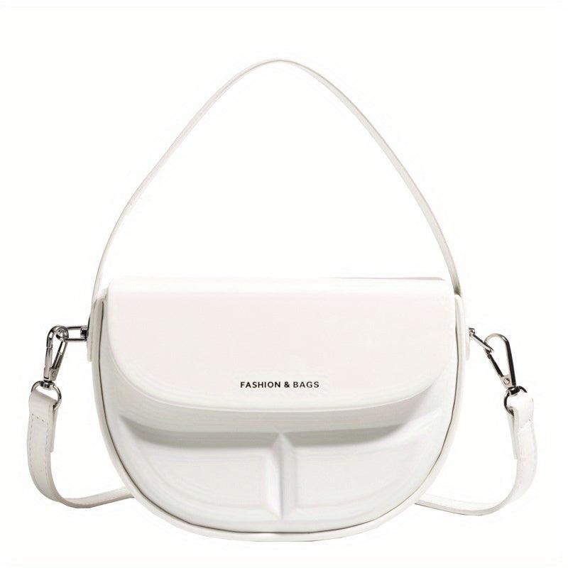Stylish Niche Saddle Satchel Bag Solid Handbag Minimalist Shoulder Bag