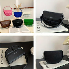 Stylish Niche Saddle Satchel Bag Solid Handbag Minimalist Shoulder Bag