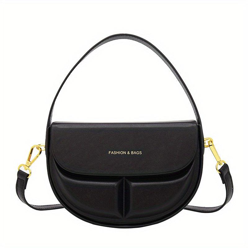 Stylish Niche Saddle Satchel Bag Solid Handbag Minimalist Shoulder Bag