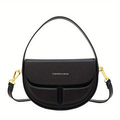 Stylish Niche Saddle Satchel Bag Solid Handbag Minimalist Shoulder Bag