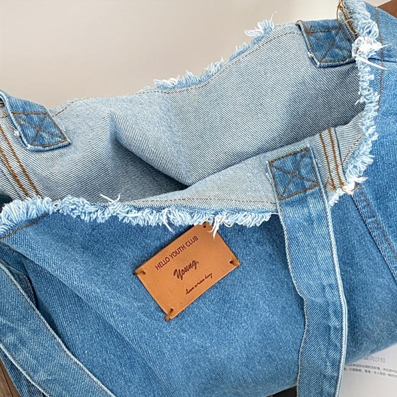 Large Capacity Denim Shoulder Bag Foldable Handbag