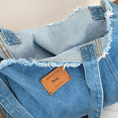 Large Capacity Denim Shoulder Bag Foldable Handbag