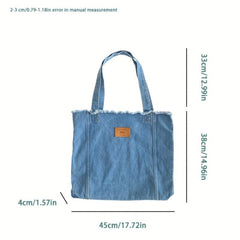 Large Capacity Denim Shoulder Bag Foldable Handbag