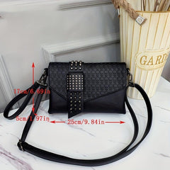 Gothic Skull Crossbody Bag Punk Y2K Shoulder Handbag Rivet Studded Purse